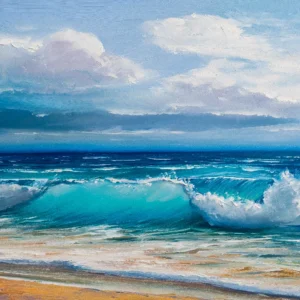 Painterly waves rolling  in to shore
