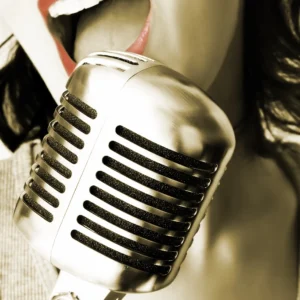 Retro lady at mic