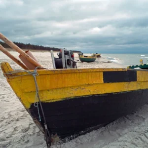 Yellow boats with oars