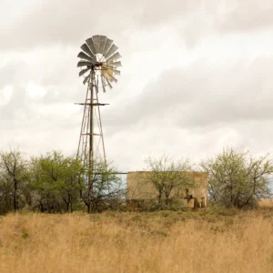 Windpump and dam in a dry land