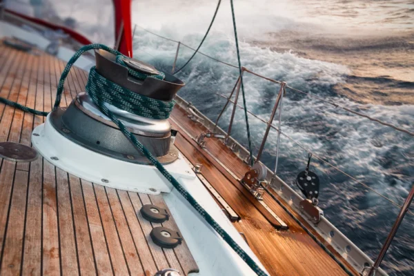 boat deck in stormy seas